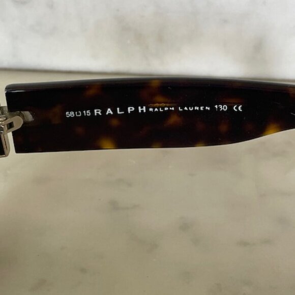 RALPH LAUREN Tortoiseshell Sunglasses Ivory Ribbon Mongram Temple 7585/S - Picture 10 of 16